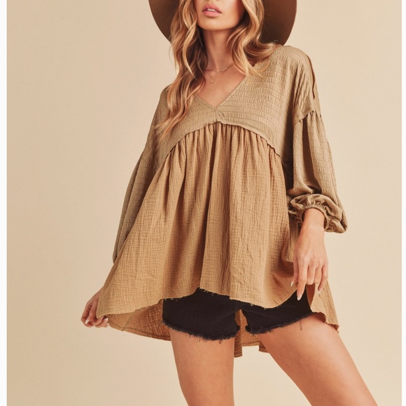 AEMI AND CO Boho Babydoll silhouette Top Flowy Blouse BR28 - Picture 5 of 5